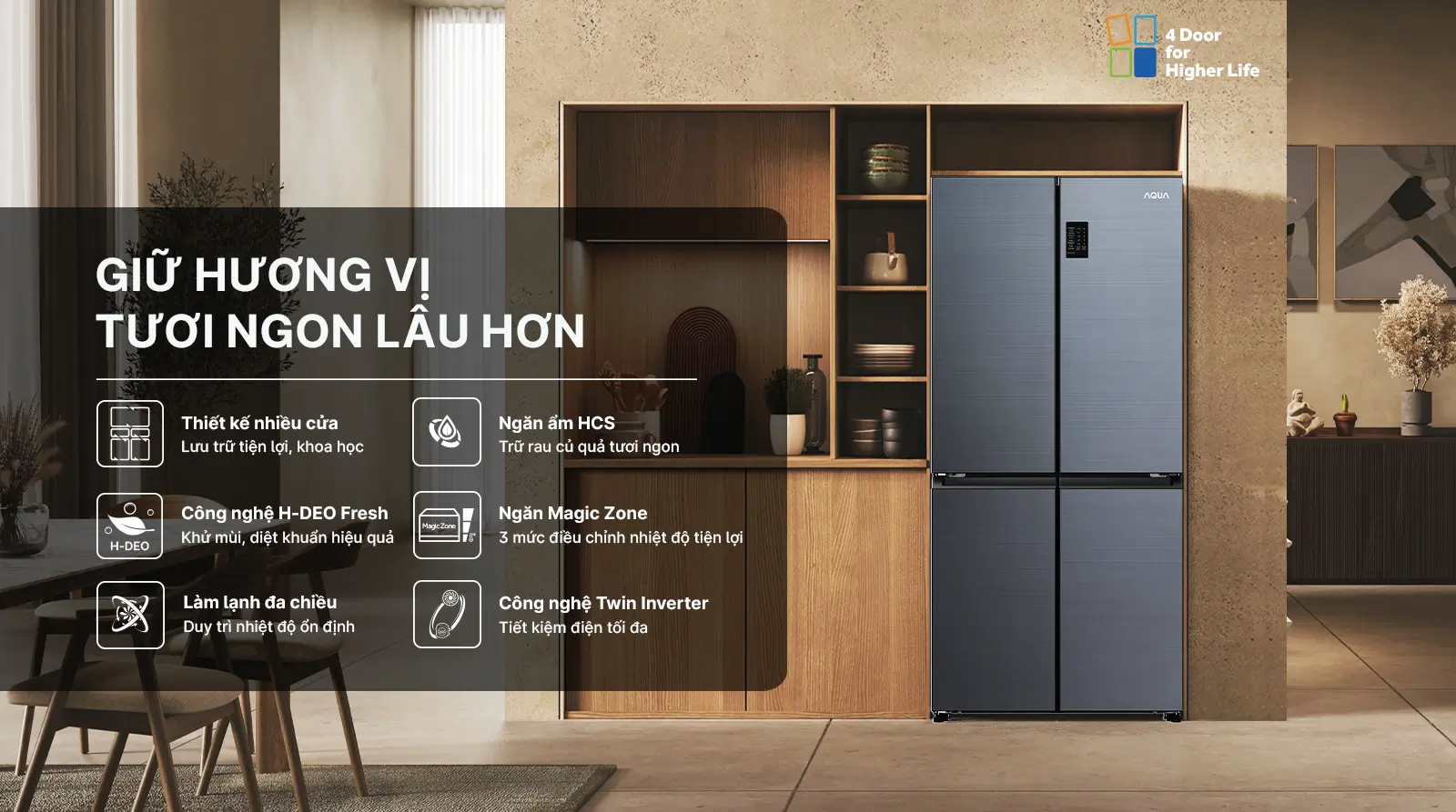 Tủ lạnh Aqua Inverter 469 lít AQR-M536XA(SL)